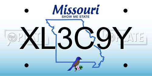 XL3C9Y Missouri License Plate