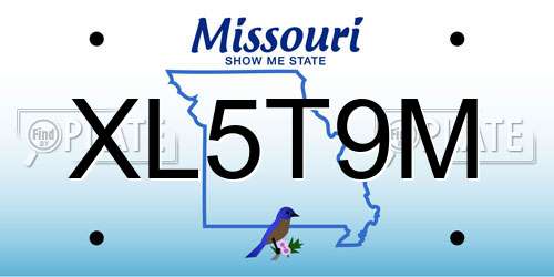 XL5T9M Missouri License Plate