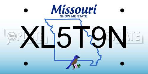 XL5T9N Missouri License Plate