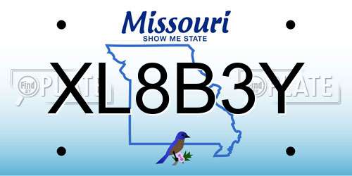 XL8B3Y Missouri License Plate