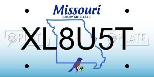 XL8U5T Missouri License Plate
