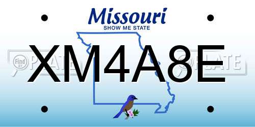 XM4A8E Missouri License Plate