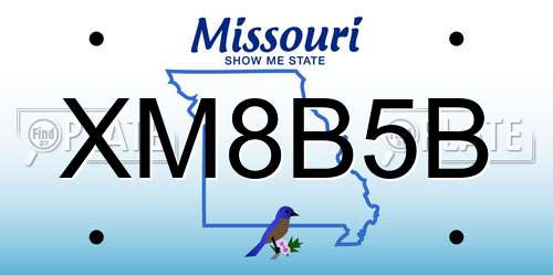 XM8B5B Missouri License Plate