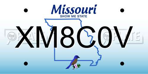 XM8C0V Missouri License Plate
