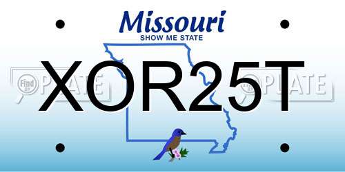 XOR25T Missouri License Plate