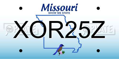 XOR25Z Missouri License Plate