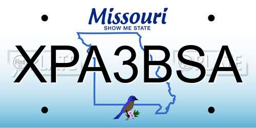 XPA3BSA Missouri License Plate