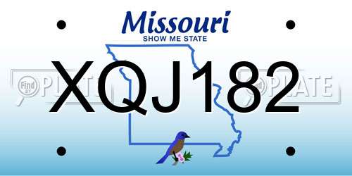 XQJ182 Missouri License Plate