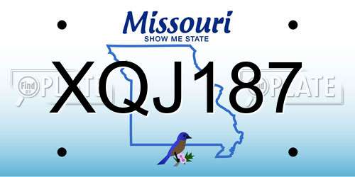 XQJ187 Missouri License Plate