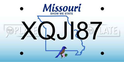 XQJI87 Missouri License Plate