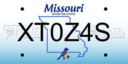 XT0Z4S Missouri License Plate