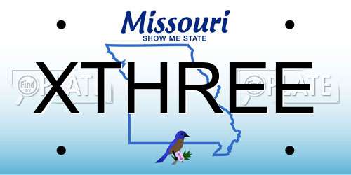 XTHREE Missouri License Plate