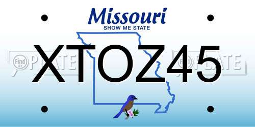 XTOZ45 Missouri License Plate