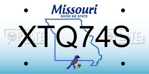 XTQ74S Missouri License Plate