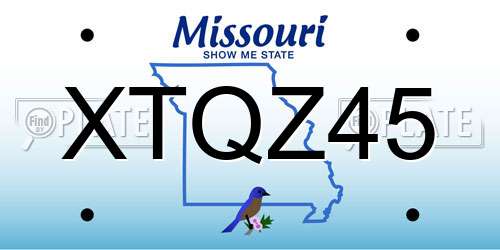 XTQZ45 Missouri License Plate
