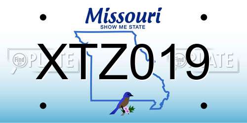 XTZ019 Missouri License Plate