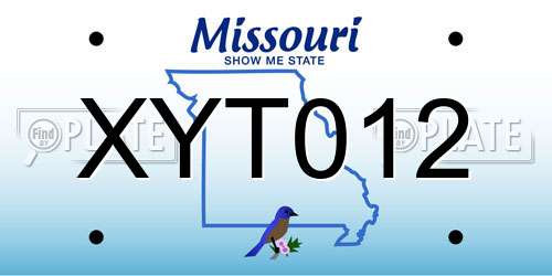 XYT012 Missouri License Plate