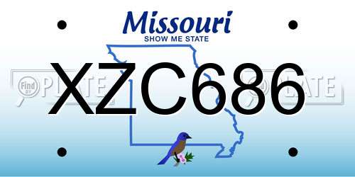 XZC686 Missouri License Plate