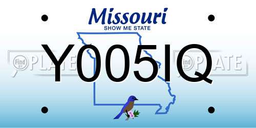 Y005IQ Missouri License Plate