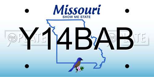 Y14BAB Missouri License Plate