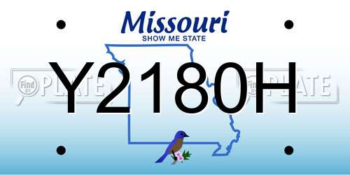 Y2180H Missouri License Plate