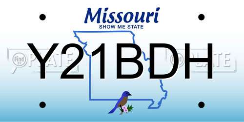 Y21BDH Missouri License Plate