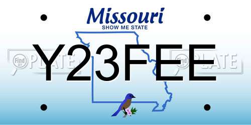 Y23FEE Missouri License Plate