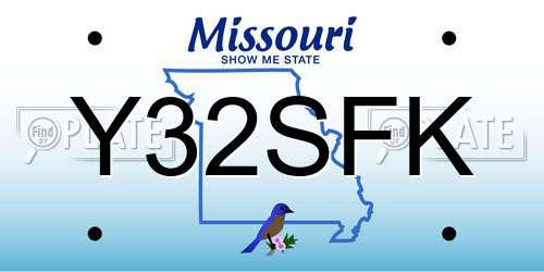 Y32SFK Missouri License Plate