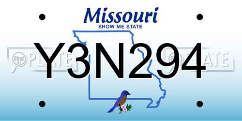 Y3N294 Missouri License Plate