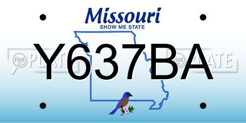 Y637BA Missouri License Plate