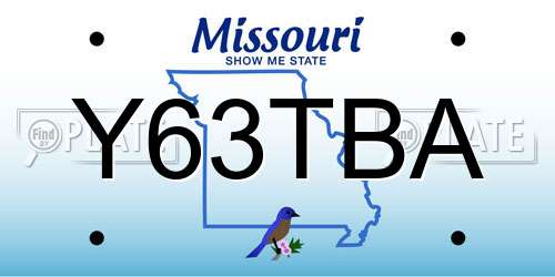 Y63TBA Missouri License Plate