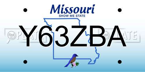 Y63ZBA Missouri License Plate