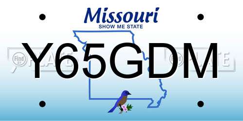 Y65GDM Missouri License Plate