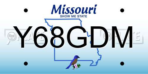 Y68GDM Missouri License Plate