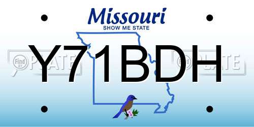 Y71BDH Missouri License Plate