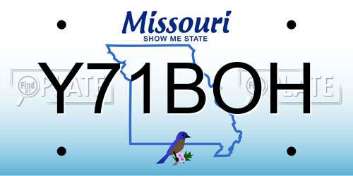 Y71BOH Missouri License Plate