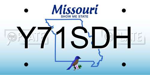 Y71SDH Missouri License Plate