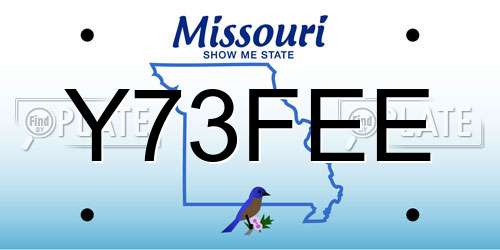 Y73FEE Missouri License Plate