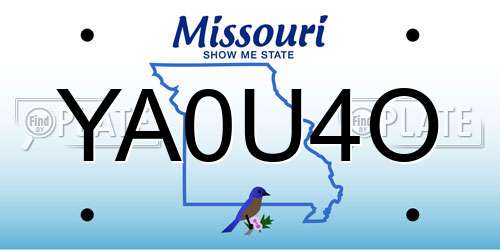 YA0U4O Missouri License Plate