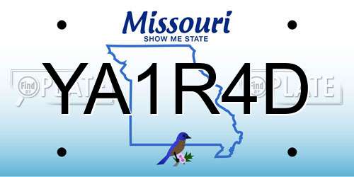 YA1R4D Missouri License Plate