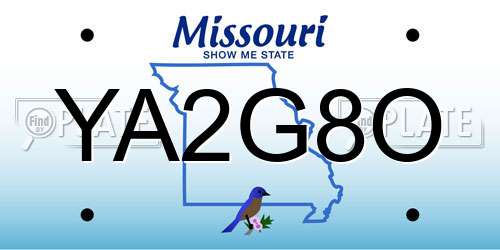 YA2G8O Missouri License Plate