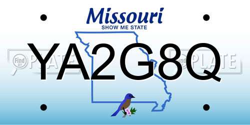 YA2G8Q Missouri License Plate
