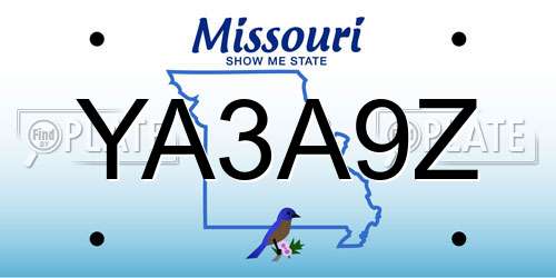 YA3A9Z Missouri License Plate