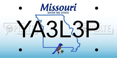 YA3L3P Missouri License Plate