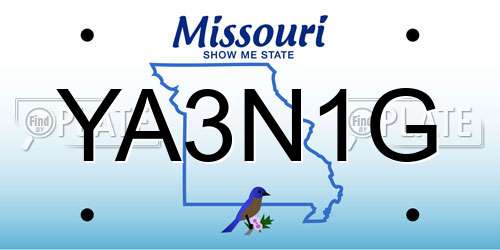 YA3N1G Missouri License Plate