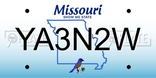 YA3N2W Missouri License Plate