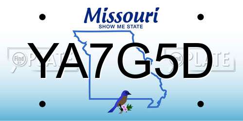 YA7G5D Missouri License Plate