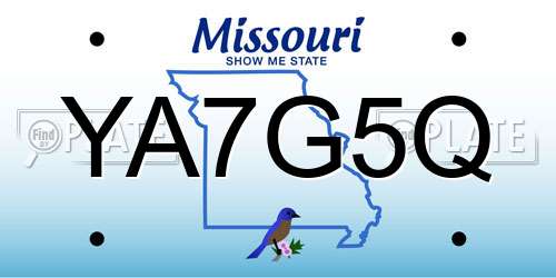 YA7G5Q Missouri License Plate