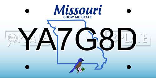 YA7G8D Missouri License Plate