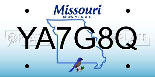YA7G8Q Missouri License Plate